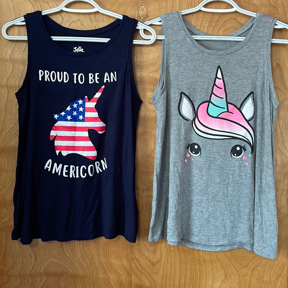 Set of (2) girls Justice tank tops sz 14/16 plus